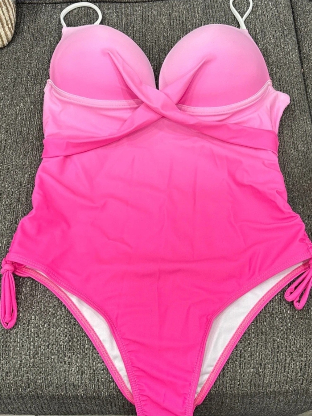 NWT SHEIN SHEIK Swim Pink Ombre Underwire One-Piece L